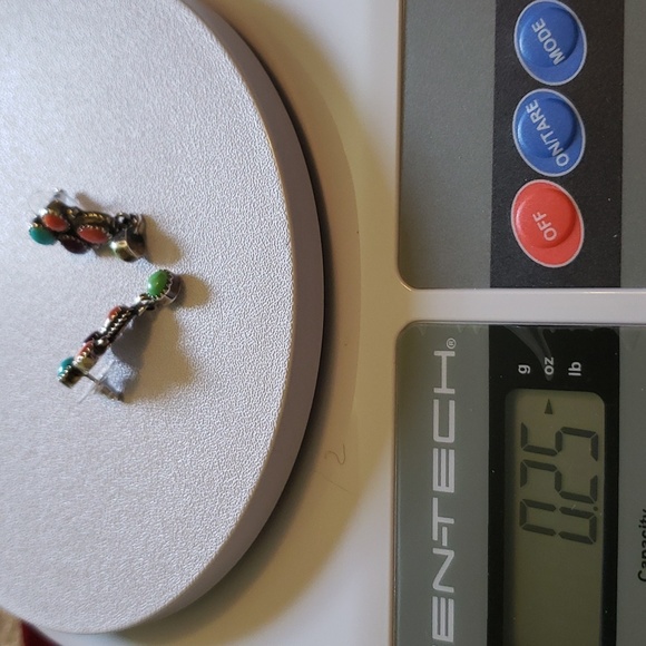 Vintage Handcrafted Signed Navaho Silver Multi Stone Post Earrings - Picture 12 of 12